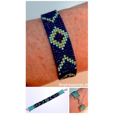 miyuki armband in donkerblauw/ turquoise miyuki armband in donkerblauw/ turquoise